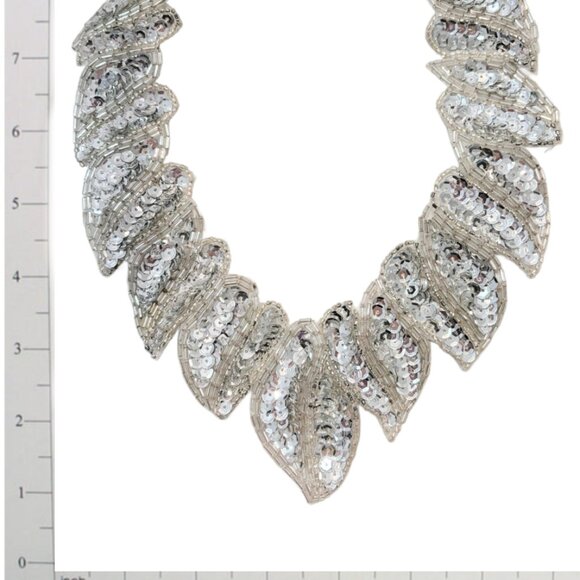 Fancy White Sequins and Bugle Beaded Neckline Applique DIY - Picture 1 of 1